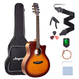 Garvee Acoustic Guitar,41"Acoustic Guitar Kit Full Size Steel String Cutaway Grand Auditorium Guitar with Upgraded Gig Bag, Tuner, Strap, Strings, Picks, Capos,Right Hand,Sunburst - Sunburst