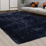 Garvee Fluffy & Sheepskin Pure Navy Blue 10x13 Extra Large Plush Shaggy Rug, Non-Slip Non-Shedding Faux Fur for Living Room Bedroom Kids Nursery - Pure Navy Blue
