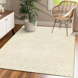 Garvee Garvee Large Area 9x12 Rug for Bedroom Washable Modern Living Room Rug Contemporary Stripe Beige Rug Non Slip Low Pile Throw Rugs Stain Resistant Carpet for Dining Room Classroom - Beige