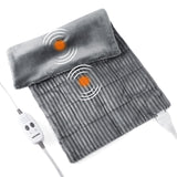 Garvee Weighted Heating Pad with Massager Electric Heating Pad for Back with Massaging Vibration, 3 Heating Levels & 3 Massage Types, XXXL Large Size Heating Pad, 33” x 17”, Grey - Grey