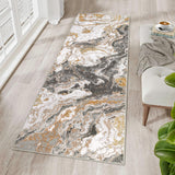 Garvee Abstract Grey 2x6 Modern Marble Runner Rug for Hallway Entryway, Washable Rugs Kitchen Runner Rug Abstract Rug Runners Non Slip Ultra-Thin Runner Rug for Porch Bedroom - Gray
