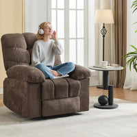 Garvee Recliner Chair with Massage and Heat, Single Sofa Wide Recliner Chair, Heat Ergonomic Overstuffed Breathable Fabric Reclining Chair with 2 Side Pockets, Remote Control, Living Room, Coffee