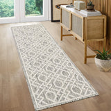 Garvee Outdoor Rug 2x8 Runner Rug Geometric Waterproof Grey for Patio Deck Bedroom Kitchen Backyard - Gray