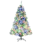 Garvee Pre-Lit Christmas Tree with 470 Multicolor Lights & 720 Branch Tips, 6.5 FT Xmas Tree for Home, Office, Party Decoration, Artificial Christmas Pine Tree, Large White Xmas Tree with Foldable Base