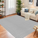 Garvee Machine Washable Living Room Rugs 9x12 Large Modern Printed Accent Carpet with Non-Slip Backing, Non-Shedding Contemporary Woven-Style Indoor Floor Carpet for Bedroom, Office, Grey - Gray