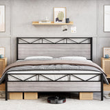 Garvee 2024 New Bed Frame Full Size, with Rustic Wood Headboard and Footboard, Sturdy Steel Slat Support, Noise Free, No Box Spring Needed, Easy Assembly (Light Grey, Full) - Light Grey