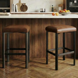 Garvee 24" Counter Height Bar Stools Set of 2, PU Leather, Kitchen Island, Brown, 24" Height - Brown