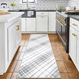 Garvee Runner Rug 2x6 Modern Plaid Area Rug Washable Rug Indoor Soft Entryway Runners Non Slip Kitchen Laundry Runner Rug Plaid Printed Accent Rug for Living Room Bedroom Fireplace Light Grey - Light Gray