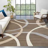 Garvee Washable Area Rug 8x10 Large Rug Modern Rugs Brown Abstract Rugs Geometric Rugs Soft Geometric Carpet Non-Slip Rugs Stain Resistant for Living Room Farmhouse Dining Room Kids Play Mats,8x10 - Brown