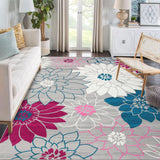 Garvee Large Machine Washable Area Rugs 10x13 Modern Flower Carpet with Non-Slip Backing, Stain and Water Resistant Soft Low Pile Rugs, Farmhouse Accent Carpet for Living Room, Bedroom - Light Gray