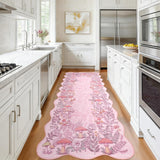 Garvee Scalloped Mushroom Rug 2'x6' Pink Non-Slip Soft Floral Kitchen Runner for Entryway Bathroom Laundry Dorm Room - Pink