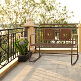 Garvee Outdoor Indoor Patio Rocking Chair，2-Person Patio Swing Iron Frame Rocking Chair with Star Design with 250LBS Support for Backyard (Charcoal, Iron Patio Rocking Chair) - Charcoal