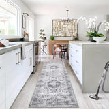 Garvee Area Rug 2x6 Vintage Rug Runner Washable Rug Soft Oriental Entryway Runners Indoor Hallway Kitchen Runners Non-Slip Non Shedding Long Rug Runner for Living Room Bedroom Bedside Bathroom Grey - Gray