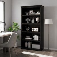 Garvee 5 Tier Bookcase, Farmhouse Book Shelf with Storage, Tall Book Case Wooden 5 Shelf Bookcase for Home Office, Living Room, Bed Room (Black, 67.4" H x 31.5" W x 12.8" D)