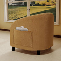 Garvee Accent Barrel Chair Boucle Club Chair with Sherpa Upholstery, Ergonomic Support, Durable Plastic Legs, Easy Assembly, for Living Room Bedroom, Yellow