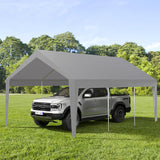 Garvee 10' X 20' Heavy Duty Carport with UV Resistant Canopy, Powder-Coated Steel Frame, Portable Garage Tent for Car, Bike, Boat, Grey - Grey