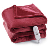 Garvee Electric Heated Blanket Throw, Super Cozy Soft Flannel Heated Throw with 4 Fast Heating Levels & 4 Hours Auto Off, Machine Washable, ETL Certification, Home Office Use (Throw, Red) - Red