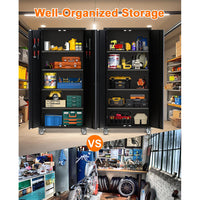 Garvee Metal Storage Cabinet 72"H with Wheels, Steel Tool Cabinet with Pegboard, Lockable Rolling Garage Cabinet for Home, Garage, Office, Black