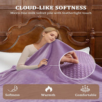 Garvee Electric Heated Throw Blanket, Waffle Textured Heating Blanket, Plush Flannel & Sherpa for Sofa, 4 Heat Levels, 4-Hour Auto Shut Off, Machine Washable, 50"x60", Purple
