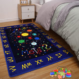 Garvee Kids Solar System Educational Rug Galaxy Outer Space Kids Rugs for Playroom Learning Planet Non Slip Kids Playmat Car Rug for Kids Bedroom Nursery Playroom Classroom, 3' x 5' - Navy Blue(Deep Letter Starry Sky)