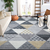 Garvee Area Rug, Modern Accent Rug 4x6 Soft Floor Cover Indoor Stylish Mat Abstract Distressed Geometric Carpet Washable Non-Shedding Contemporary Floor Mat Living Room Dining Room Bedroom Yellow - Gray Yellow