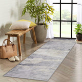 Garvee Abstract Area Rug 2x6 Machine Washable Runner Rug with Non Slip Backing for Kitchen Bedroom Home, Grey - Gray