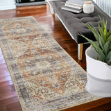 Garvee Vintage Runners for Hallway Long Rug Modern Washable Runner Rug with Non-Slip Rubber Backing Floral Printed Floor Cover for Bedroom, Kitchen Bathroom Floor Mat Aesthetic Carpet, Green - Brown & Khaki