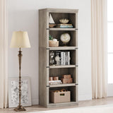 Garvee 5 Tier Farmhouse Bookcase, 67.4 in Tall Book Shelf with Storage, Wooden Bookshelves 5 Shelf Display Shelvesfor Home Office, Living Room, Bed Room (Gray, 67.4 in H x 24.4 in W x 12.8 in D) - Gray