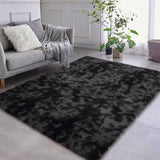 Garvee Fluffy & Sheepskin Black Grey 10x13 Fuzzy Rug, Non-Shedding Easy Care Shaggy Plush for Bedroom Living Room Decor - Black Gray