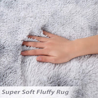Garvee Fluffy & Sheepskin Light Grey 5'3" × 6'7" Area Rugs Shaggy Rug for Bedroom Fuzzy Rug Living Room Rugs Non-Slip Rug for Living Room Bedroom Dining Room Office Plush Rug,Grey