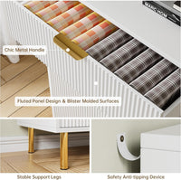 Garvee 3 Drawer Dresser for Bedroom, Modern Wood Storage Chest with Gold Metal Handles, Anti-Tipping Design, Large Nightstand Organizer for Entryway, Hallway, Living Room, White