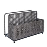 Garvee 43"x23"x29" Poolside Float Storage Basket with Wheels - PE Rattan, Weather-Resistant, Ample Space, Easy Mobility for Patio & Garden, Grey - Grey