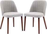 Garvee Set of 2 Mid-Century Modern Fabric Upholstered Dining Chairs with Padded and Solid Wood Legs, Grey