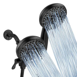 Garvee 24-Setting High Pressure 3-Way Shower Head Combo, Hand Held Shower & Rain Shower Separately or Together, 5" Dual 2 in 1 Showerhead with Stainless Steel Hose - Matte Black