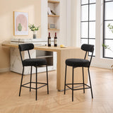 Garvee 27" Boucle Bar Stools Set of 2 + Ergonomic Comfort + Plush Support + Metal Legs + Versatile Design + Kitchen & Bistro - Black