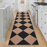 Garvee Modern Indoor Soft Non-Shedding Floor Mat Washable Non Slip Runner Rug for Bedroom 2x6ft Black Brown Foldable Carpet Farmhouse Decor - Brown-Checkerboard-2