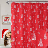 Garvee Christmas Shower Curtain for Bathroom, Floral Christmas Decorations Fabric Shower Curtains, Water Resistant, Machine Washable (Red, 72x72 Inches) - Red