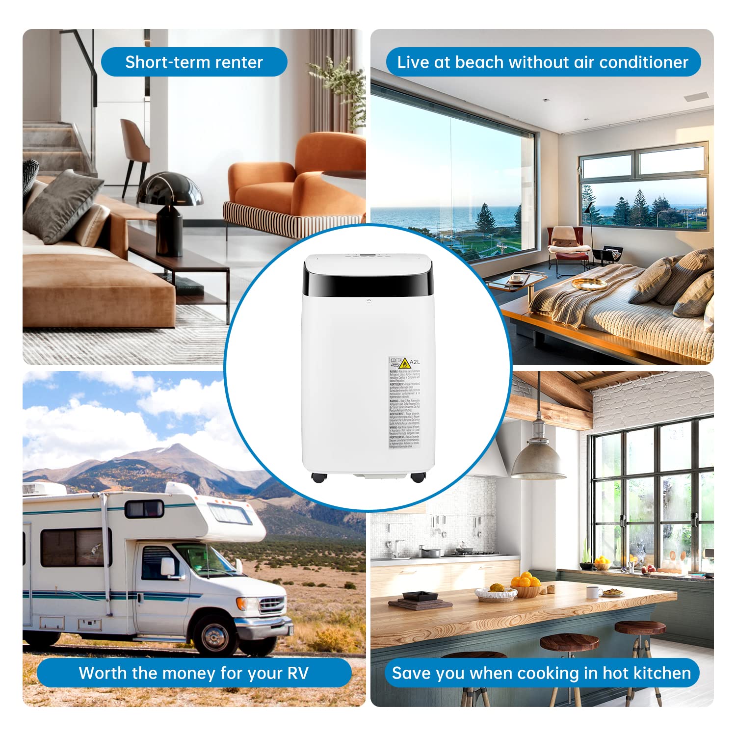 Garvee Portable Air Conditioner 10000 BTU 3-in-1 AC Remote Control Digital Display 24H Timer Dual Motor for Office Home Bedroom Dorms 450 Sq Ft