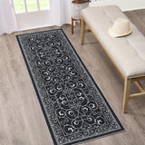Garvee Washable Living Room Rugs 2x6 Runner Rug Moroccan Area Rug for Bedroom Vintage Floral Office Rug Non-Slip Backing Throw Rugs Modern Area Rug Distressed Room Decor Ghothic Rug Black Rug - Black