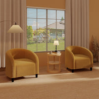 Garvee Accent Barrel Chair Boucle Club Chair with Sherpa Upholstery, Ergonomic Support, Durable Plastic Legs, Easy Assembly, for Living Room Bedroom, Yellow