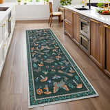 Garvee Mushroom Insect Rug 2x6 Runners for Hallways, Boho Kitchen Runner Rugs Non Slip Bath, Modern Washable Rug for Bedroom, Soft Long Rugs for Entryway Bathroom Laundry Dorm - Black