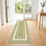 Garvee Area Rug 2x6, No Slip Washable Checkered Pattern Rug for Living Room Bedroom Dining Room, Green, Low-Pile Design - Green
