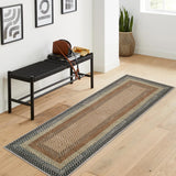 Garvee Bordered Sand/Bronze 2x8 Washable Runner Rugs Non Slip Braided Hallway Runner Rug Stain Resistant Kitchen Runner Mat Farmhouse Printed Rustic Accent Area Rug for Living Room Bathroom Entryway - Sand/Bronze