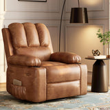 Garvee 22" Massage Recliner Chair for Adults, Lazy Boy Recliner with Massage, 150% Sponge Filling, Side Pockets, and Cup Holders, for Living Room, Bedroom, and Nursery, Vintage Leather - Brown