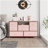 Garvee 47'' Wide TV Stand with 8 Deep Drawers, Power Outlet & LED Light, Particle Board & Iron Frame, Adjustable Feet, Pink - pink