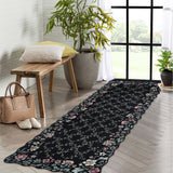 Garvee Floral Irregular Edge Carpet Non Slip Washable Boho Vintage Entry Rug 2x6ft Black - Black
