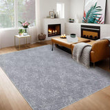 Garvee Washable Rug 5X7 Solid Contemporary Farmhouse Grey Rug Stain Resistant Indoor Floor Rug Non Slip Rug Low Pile Bedroom Rug for Nursery Room Dining Room Office, Grey - Gray