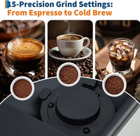 GARVEE 20 Bar Fully Automatic Espresso Machine & Coffeemaker with Integrated Grinder, One-Touch Milk Frother, Dual Boiler, Self-Cleaning, Adjustable Settings, Silver