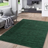 Garvee Modern Solid Dark Green 8x10 Large Machine Washable Solid Pile Contemporary Indoor Area Rug for Living Room Bedroom, Home Office - Dark Green