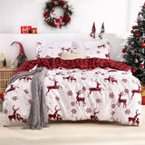 Garvee Christmas Duvet Cover Twin for Kids, Soft Brushed Microfiber Comforter Cover Sets, Reindeer Printed Holiday Theme Bedroom Decorative Bedding (Twin Size, Red Plaid Deer) - Red
